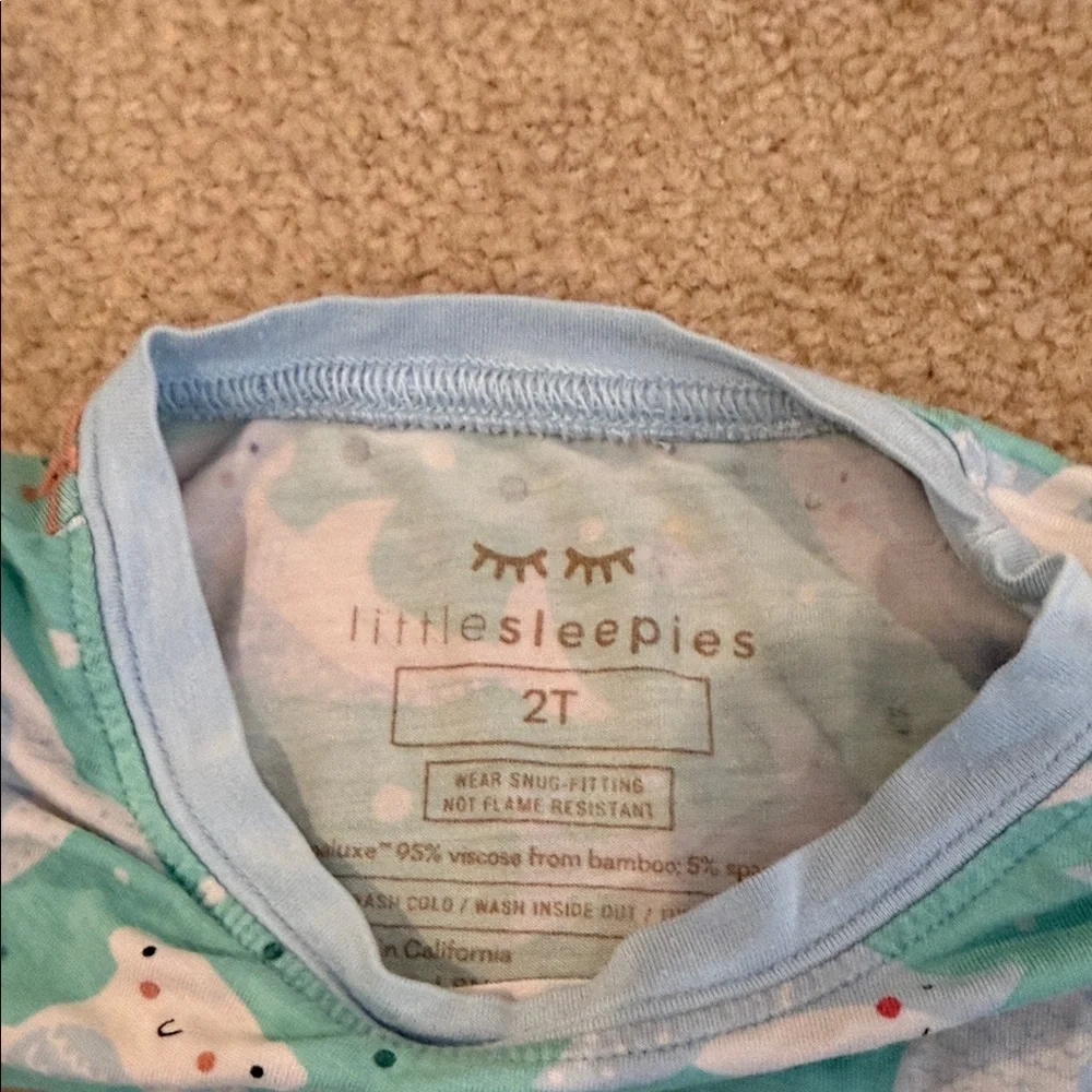 Little Sleepies Teal Shark Print Kids Pajama Set